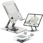 BROLAVIYA Desktop 360 Rotating Base, Aluminium Metal Stand,Foldable, Compatible with iPad,Tablet, E-Reader 4-12.9 inch,D2, Silver