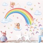 decalmile Rainbow Fairy Wall Decals Butterfly Clouds Stars Wall Stickers Girls Bedroom Baby Nursery Kids Room Wall Decor