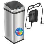 iTouchless 49 Litre/ 13 Gallon Platinum Limited Edition Automatic Sensor Deodorizer Touchless Garbage Can, Stainless Steel. AC Adapter Included.