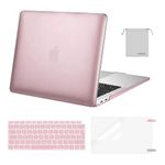 MOSISO Compatible with MacBook Air 13 inch Case M1 2021 2020 2019 2018, Hard Shell for MacBook Air M1 Case 13.3 inch A2337 A2179 A1932 & Keyboard Cover & Screen Film & Storage Bag, Rose Gold