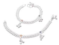 Shree Shobha Collection Silver Anklet For Baby Girl & Boy Size 6 inches best for 0 to 3 year Babies Weight- 32Gm