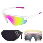 Snowledge Cycling Glasses with 5 Interchangeable Lens UV 400 Protection Polarised Sports Sunglasses for Men Women Running Climbing Fishing Driving Golfing