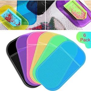 Blulu 6 Pieces Diamond Painting Accessories Anti-Slip Tools Sticky Mat for Diamond Painting Sticky Gel Pad Universal Mount Holder 5.6 x 3.3 Inch for Holding Tray 5d Diamond Accessories for Adults