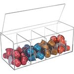 XBelmber Coffee Pod Holder, Organizer for K Cup, Storage for Coffee Station Counter, Compatible with Nespresso Capsule& Keurig Pods, Coffee Bar Accessories, Acrylic 4 Compartment with Lid - Clear