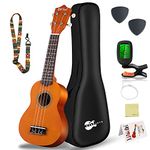 Everjoys Soprano Ukulele Beginner Pack-21 Inch w/Gig Bag Fast Learn Songbook Digital Tuner All in One Kit