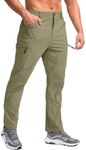 Pudolla Men's Hiking Pants Waterproof Travel Cargo Pants with 7 Pockets Stretch for Golf Fishing Climbing, Light Khaki, Large