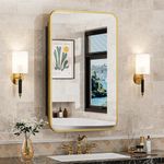 Acemiro 16x24 Inch Mirror Medicine Cabinet for Bathroom Gold Metal Frame Bathroom Medicine Cabinet with Mirror Recessed or Wall Mounted