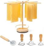 Rotary Pasta Drying Rack, Collapsible Pasta Drying Rack,Ravioli Stamp Maker Cutter with Roller Wheel (4 pcs), Detachable Spaghetti Pasta Noodle Drying Rack Hanger Stand