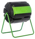 FCMP Outdoor HOTFROG Roto 37-Gallon Single Chamber Batch Tumbling Composter - Outdoor Rotating Garden Compost Bin, Black & Green