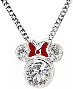 Baobei Mickey Mouse Necklace for women, Sterling Silver necklace, red bow Zirconia Minnie mouse Necklace for girls, friendship crystal necklace, birthday gift jewellery gifts for women, Jewellery Box, Sterling Silver, Pearl