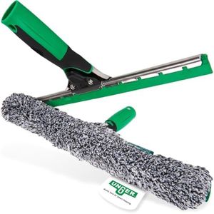 UNGER ErgoTec Profi Fensterreiniger 2in1 Starter-Kit – Profi Fensterputzer Set mit 35 cm Profi Fensterabzieher & Fensterwischer, streifenfreies Fensterputzen und professionelle Glasreinigung