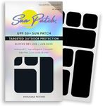 Sun Patch Hypoallergenic Sun-Screen Square Shaped Patches, 100% Silicone UPF-50 UV Protection, Reusable, 1 Pack/8 Squares, Black