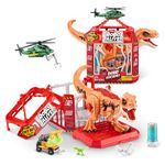 ROBO ALIVE Dino Escape, Series 1, Dinosaur and Helicopter Playset, Battery-Powered Robotic Light Up Toy, (T-Rex)