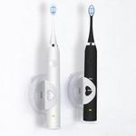 2 Packs Electric Toothbrush Holder Self Adhesive Electric Toothbrush Holder Wall Mounted Electric Toothpaste Stand Organiser Auto Lock Tooth Brush Holder for Bathroom Storage