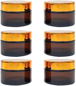 Bakiauli 6 Pcs Amber Glass Jars with Lids, Refillable Sample Pots for Cosmetics, 50ml Travel Pots for Storage Homemade Facial Cream Lotion Ointment