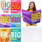 Teling 6 Pack Very Big Thank You Card Jumbo Appreciation Cards with Envelope Large Funny Greeting Cards Gift for Teacher Employee(Thank You)