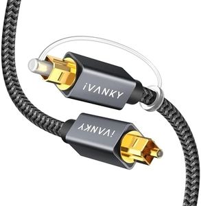 ivanky Optical Audio Cable 10ft/3M, Slim Braided Fiber Audio Cable, Digital Optic Cord,Toslink Cable, Aluminum Shell, Gold-Plated for Sound Bar, TV, PS4, Xbox, Samsung, Vizio - CL3 Rated