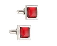 TRIPIN Cufflinks For Men Silver Cufflinks With Cats Eye Stone For Office Corporate Party French Cuff Shirts Shirt Suit Blazer In A Gift Box (Red)