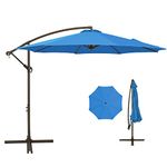 MUCHENGHY 10ft Patio Umbrellas Offset Outdoor Umbrella Cantilever Hanging Umbrellas with Crank & Cross Base 8 Sturdy Ribs for Yard, Garden & Deck (Azure Blue)