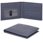 Blue Full Grain Leather Wallets for Men | Minimalist | Bi fold Wallet | Secured RFID Blocking | 4 Credit Card Slots