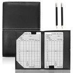 Golf Scorecard Holder Synthetic Leather with 2 Score Sheets and 2 Pencils Value Gift Pack, Golf Score Counter Book Yardage Organiser Soft Deluxe Genuine for Men Women Color Black Brown Navy (Black)