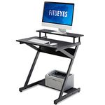 FITUEYES 27" Computer Desk Workstation with Monitor Shelf Study Writing Desk for Small Spaces Compact Table for Home Office, Black