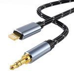 WORLDBOYU Lightning to 3.5mm Audio Cable iPhone Headphones Jack Lightning Aux Cord Compatible with iPhone 14 13 12 11 XS X 8 7 6 iPad iPod for Car Home Stereo, Speaker, Headphone (10FT)