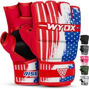 WYOX MMA Gloves Grappling Sparring, Boxing Gloves Men Women Muay Thai Martial Arts Training, Half Finger Adjustable Mitts Wrist Support Kickboxing Gloves, Cage Fighting Punching Bag Gloves