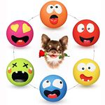 HOLYSTEED Squeaky Dog Toy for Small Dogs, Soft Dog Squeaky Toy, Rubber Latex Puppy Toys Small Dogs, Smile Face Squeaky Dog Balls Flat 6pcs