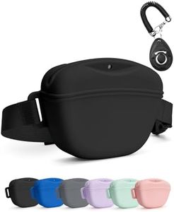 heouvo Dog Treat Pouch with Training Clicker, Upgrade Stronger Magnetic Closure to Avoid Spilling, 1.67 Cup Silicone Treat Bag Fanny Pack with Waist Belt for Pet Training Walking (Black)