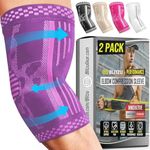 BLITZU Elbow Compression Sleeve, 2 Pack Elbow Brace for Tennis Elbow Pain Relief, Golfers Elbow Treatment, Tendonitis, Arthritis, Bursitis, Workout Support, Weight lifting Purple M