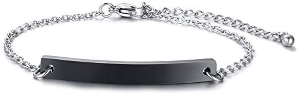 VNOX Bracelet Femme Personnalisé Gravés Noms Acier Inoxydable Bracelet Partenaire Personnalisé|BFF Bracelets pour 2|Bracelets Demoiselle d'honneur|Cadeau Anniversaire Sœurs