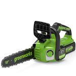 Greenworks GD24CS30 Cordless Chainsaw with Brushless Motor, 30cm Bar Length, 7.8m/s Chain Speed, Auto-Oiler, Kickback Protection WITHOUT 24V Battery & Charger, 3 Year Guarantee