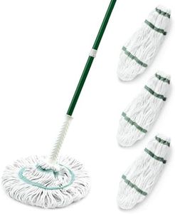 Libman Tornado Mop & Three Refills | Self Wringing Mop | Cotton Mop Head | Twist Mop | Twist Mop Head Replacement | Machine Washable | 4 Total Self Wring Mop Heads