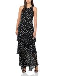 Tommy Hilfiger Women's Maxi Halter Tiered Dress, Black/Ivory, 6