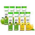 OZiva ACV Moringa|Control Cravings I Apple Cider Vinegar,Cinnamon,Guggul I No Maltodextrin & No Added Sugar I 15 Effervescent Tablets-Lemon Masala & Green Apple, Pack of 8 (120 Tablets)