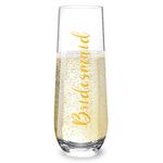 Stemless Champagne Flutes for Bridesmaids, 9.3oz Champagne Glasses, Durable Mimosa Cocktail Glasses, Proposal Gifts for Bridal Shower Bachelorette Party Wedding Day