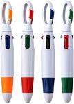 Retractable Shuttle Pens with Carabiner Clip - Pack of 4 Bulk Mini 4-in-1 Multi-Colored Ink Ballpoint Pens with Keychain for Adults, Kids, Nurses, School, Stocking Stuffer Gifts, Party Favors