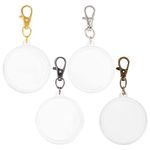 WEBEEDY 4 Pcs Coin Holder Keychain Acrylic Coin Holder Round Coin Case Ring Coin Capsule with Keyring Alloy Keychain with Coin Holder, Silver, 1.81 inches in diameter