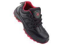 Hilson Swag 1903 Men's Black-Red Dual Density TFP Sole Steel Toe Synthetic Leather Upper Safety Shoes - 9 UK