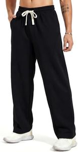 ZUY Men's Baggy Fleece Sweatpants Cotton Lounge Open Bottom Athletic Pants Straight Leg Drawstring with Pockets Black M