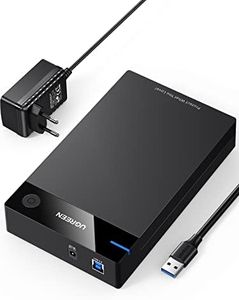UGREEN Boîtier Disque Dur 3,5 Pouces Externe Adaptateur USB 3.0 vers SATA Disque Dur 3,5 2,5 Pouces HDD SSD Supporte UASP 5Gbps, Alimentation Supplémentaire 12 V 2 A Inclus