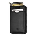 Vaultskin Notting Hill Slim Zip Wallet with RFID Protection for Cards Cash Coins (Black)