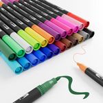 Jnyan Dual Brush Marker Pens, 24 Colors Fine & Brush Tip for Adults and Kids – Felt Tip for Coloring, Drawing, DIY Projects, Journaling, Scrapbooking, and School Supplies