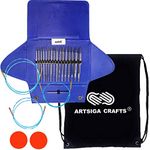 addi Knitting Needles Interchangeable Click Rocket 2 Square Standard Long Tip (5 inches) Ergonomic Lace Set Skacel Blue Cables Bundle with 1 Black Project Bag