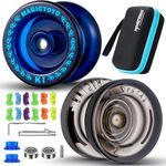 MAGICYOYO K1 Plus& K2 Responsive Yoyo for Kids, Professional Yoyos 2 Pack, Dual Purpose Plastic Yoyo with Unresponsive Yoyo Bearing for Adults/Advancer+12 Yoyo Strings+2 Holes Yoyo Storage Case