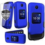 Ailiber for TCL Flip/TCL Flip Pro/TCL Flip Go/TCL Classic/TCL Flip 2 Case, Alcatel Go Flip 4 Phone Case Holster with Screen Protector, Swivel Belt Clip Holster with Kickstand Shockproof Cover-Blue