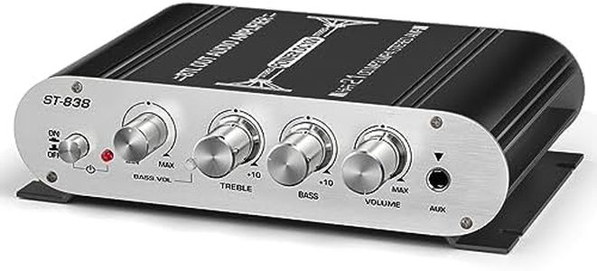 Facmogu ST-838 2.1 Channel HiFi Stereo Subwoofer Amplifier, RMS 20Wx2+40W Mini Digital Audio Power Amplifier for Home Speakers, 80W Subwoofer Amplifier Audio Stereo Bass Amp with Power Supply - Black