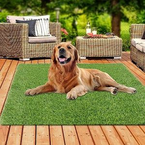 XLX TURF 5 FT x 5 FT Artificial Grass Rug Outdoor/Indoor, Thick Square Fake Grass Turf Carpet for Dog Pet/Balcony/Patio/Plaground/Garden Lawn Landscape Decor, with Drainage Holes