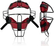 Baseball Catcher Mask Umpire Mask,Full-Face Protection Mask for Baseball,Lightweight Secure Fit Provides Maximum Protection and Comfort – Does Not Obstruct View (Deep Red)